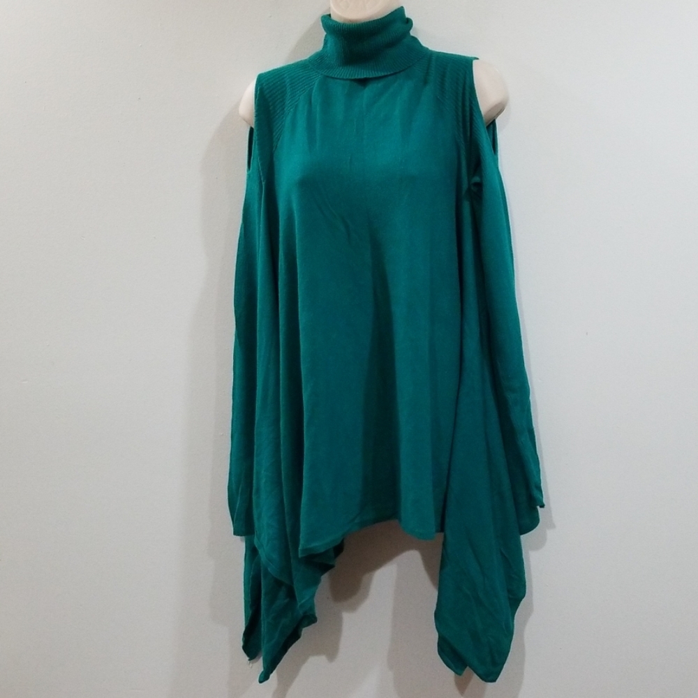 Ashley Stewart cold shoulder shark bite sweater